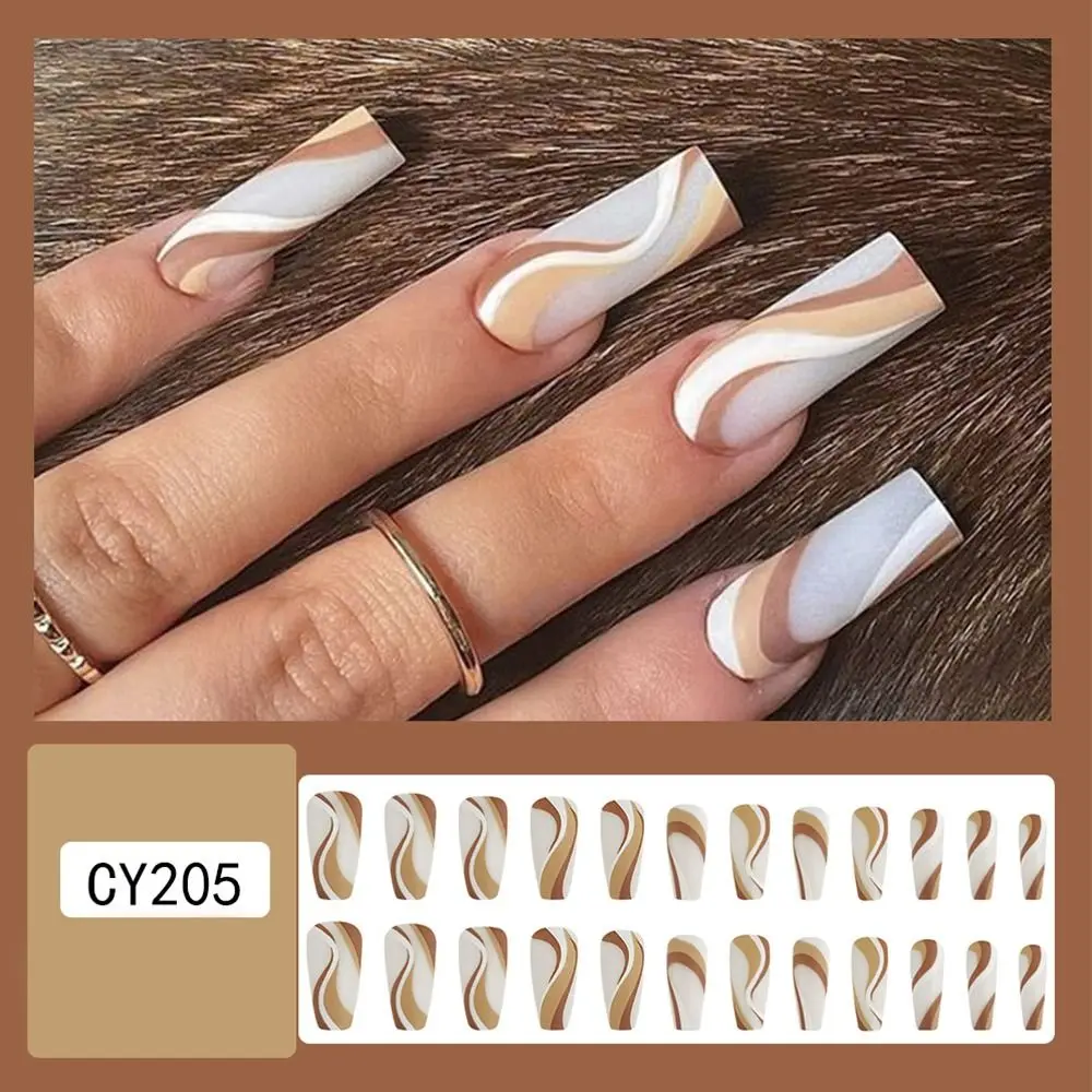 

24 шт. французский съемный маникюрный полный Чехол поддельные искусственные гвозди длинный мраморный рисунок балерины