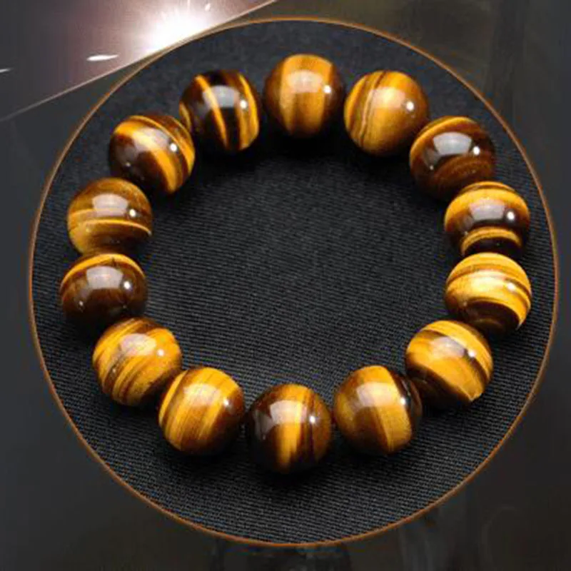 

Tigers Eye Crystal Healing Stones Bracelet Gemstone Bangle Men Women Healing Jewelry Natural Tiger's Eye Round Beads Bracelets