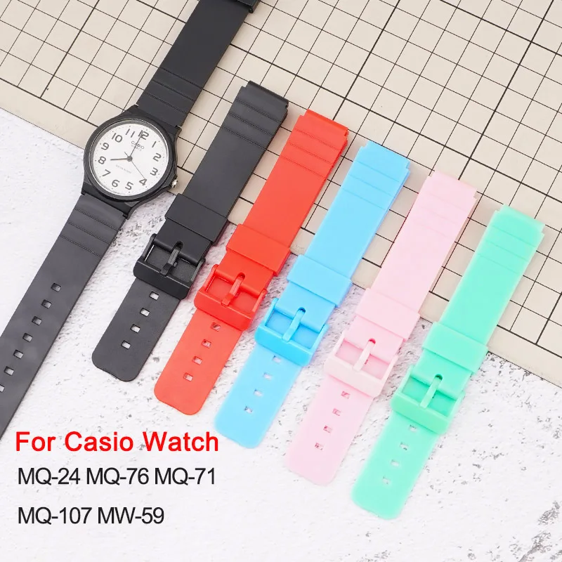 16 мм резиновый ремешок для Casio Watch MW-59 MQ-24 MQ-27 MQ-76 MQ-71 MQ-107 сменный Браслет цветной