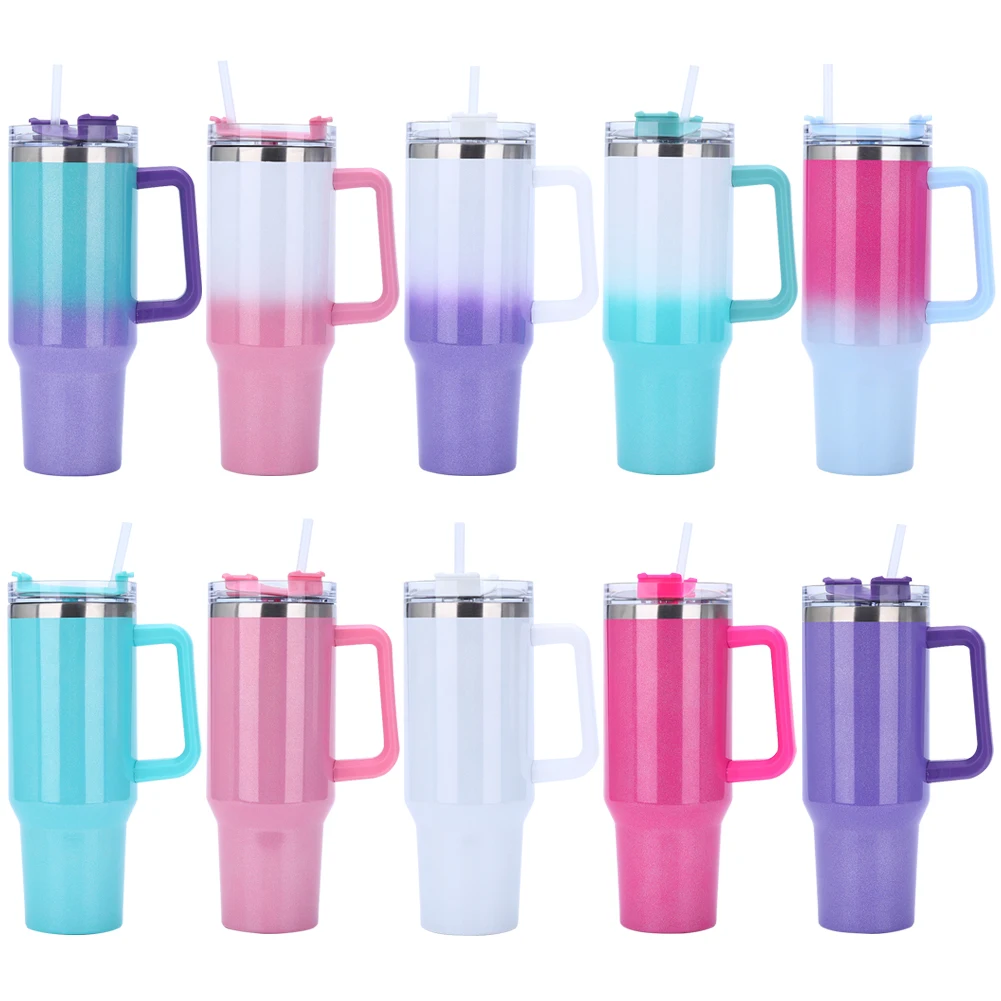 Дорожная кружка для кофе со льдом 40 унций термос с ручкой и соломинкой из