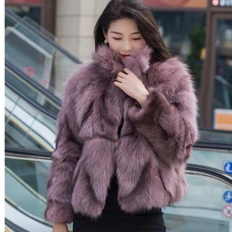 2023 new style real fur coat 100% natural fur jacket female winter warm leather fox fur coat high quality fur vest Free shipping