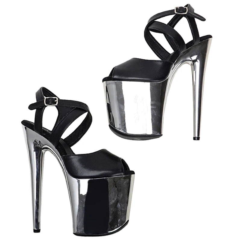 Leecabe 8Inch/20cm Matte PU Uppre with Silve  Platform Sandals  party High Heels Shoes Pole Dancing Shoes