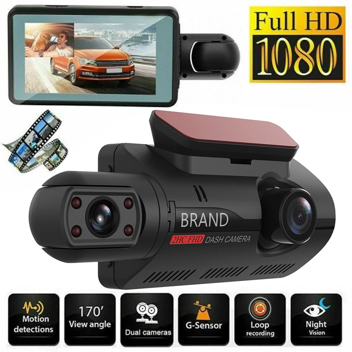 

Dash Cam Car Dashboard Camera Super Night Vision Compact Clear Dual Car Driving Recorder 170° Wide Angle 1080P Parking Monitor