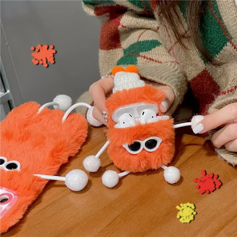 Sunglasses Monster Plush Case for AirPods 4 Airpod 1 2 3 Pro Pro2 Bluetooth Earbuds Charging Box Protective Earphone Cover