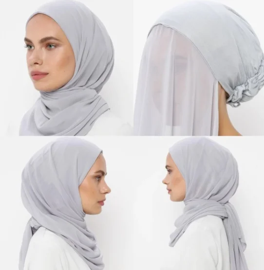 

New fashion 2021 Boneli Chiffon Wrap tunic Kaftan Abaya Arabe women Prayer Gown Hijab Islamic hijab turban scarf