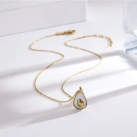 korean simple avocado white shell titanium steel necklace womens high end clavicle chain all match necklace