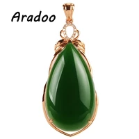 aradoo drop shaped chrysoprase pendant jasper pendant necklace in 18k rose gold