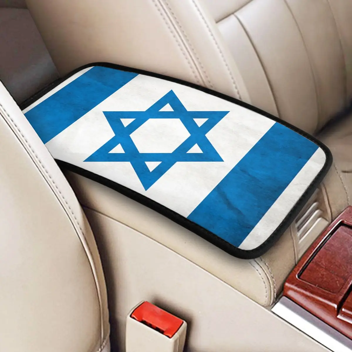 Коврик для автомобильного подлокотника Lsrael с флагом и звездами, водонепроницаемый чехол для центральной консоли, синие и белые аксессуары для интерьера автомобиля
