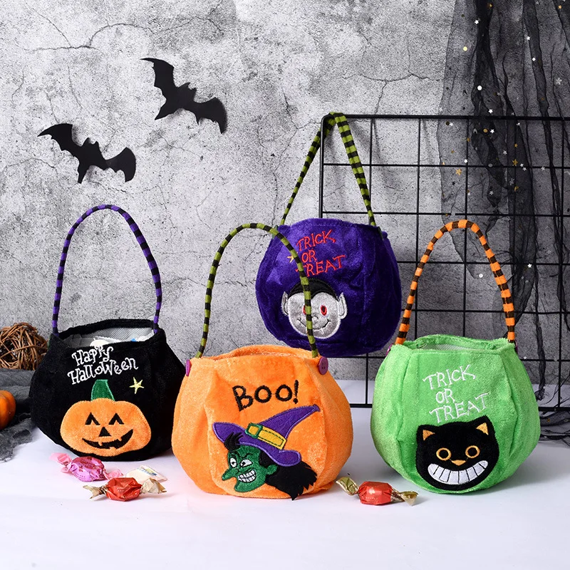 2022 Halloween Candy Bag Haloween Pumpkin Witch Black Cat Handbag Trick Or Treat Gift Bag Kids Favor Happy Halloween Party Decor