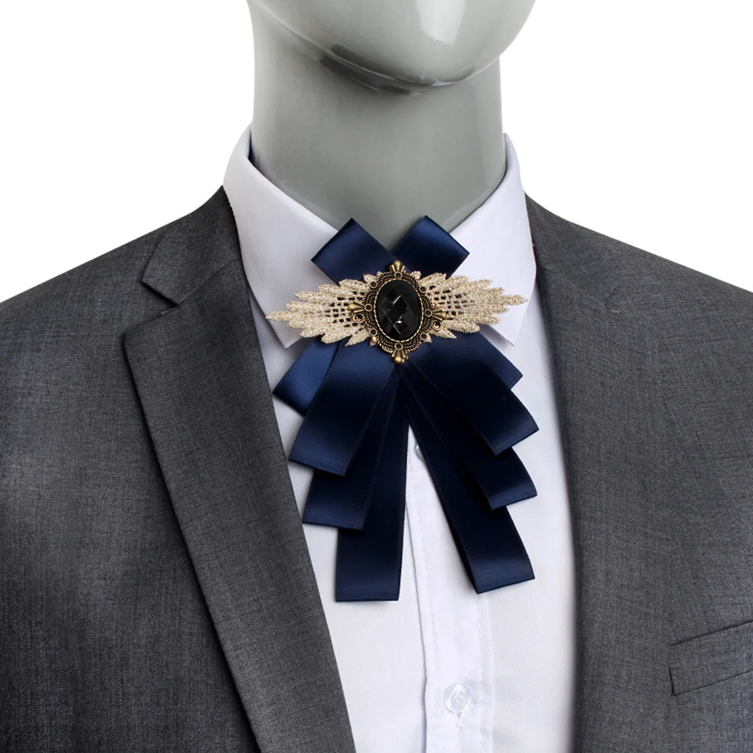 

Rhinestone Bow Tie Knot Ribbon Bowtie Shirt Adjustable Gorgeous Vintage Collar Pin Gift Men Wedding Groomsmen Suit Accessories