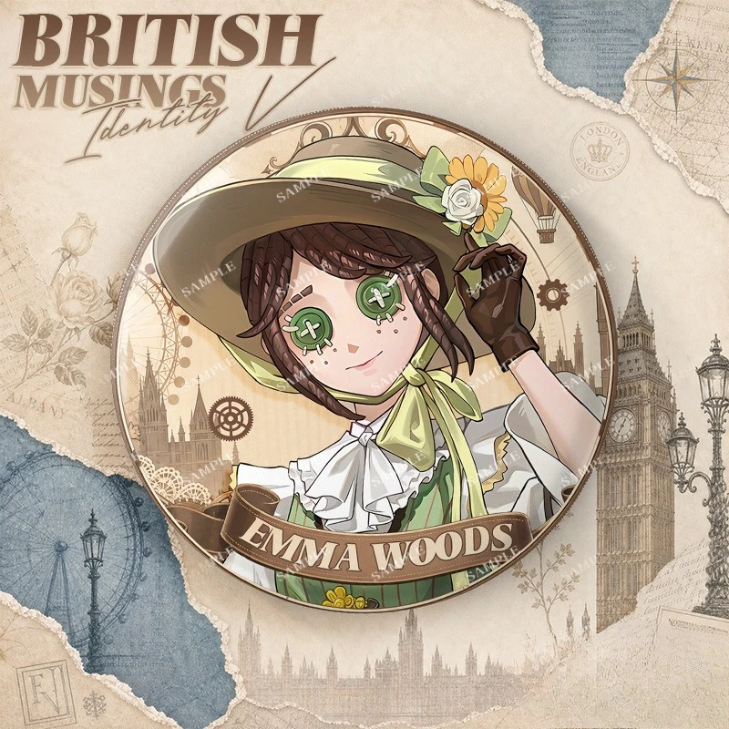 Фото Значок-брошь Game Identity V из серии British Musings Double Flash с Эммой Вудс, Орфеусом, Альва Лоренцем для фанатов, коллекционный подарок №2