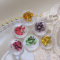 1box real flower nail art acrylic rhinestone for nail decal tips craft diy manicure nail natural flower design decoration charms