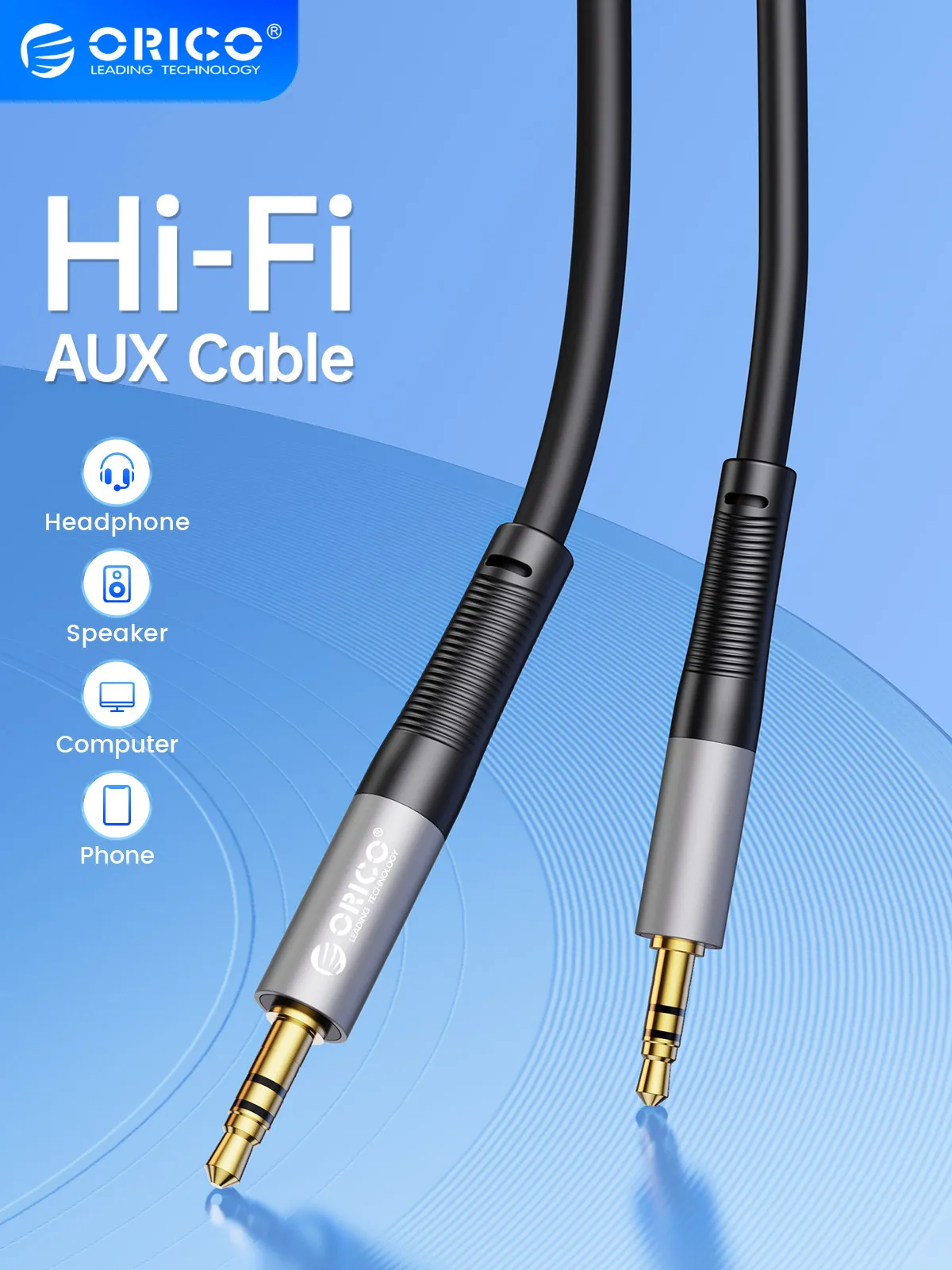 Аудиокабель ORICO 3,5 мм Aux с разъемом, Штекерный, hi-fi звук, жидкий силикон для наушников iPhone, динамик, автомобильный iPad