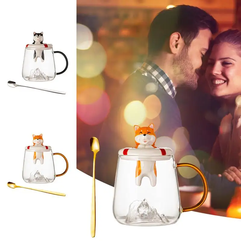 Кружка с ложкой мультяшные чашки для чая собакой кофейные и крышкой красочные