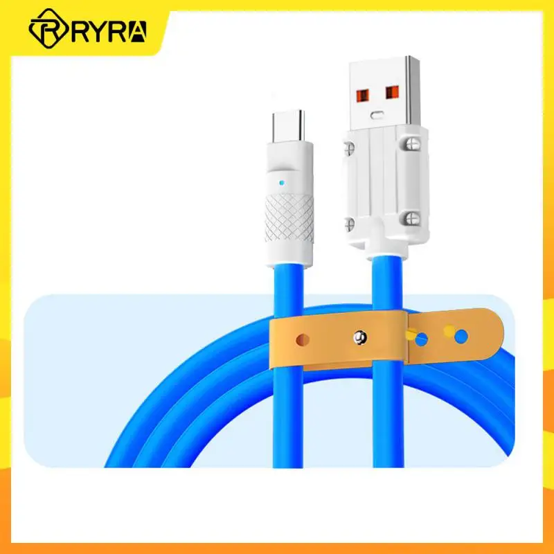 

RYRA 120W Type C Cable Cord Fast Charging Cable Liquid Silicone Android Type-c Data Cable 2.4A With Lamp Charging Cable