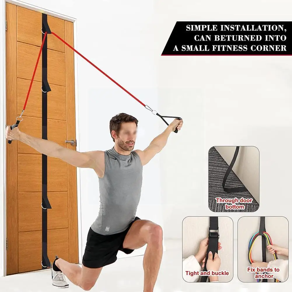

Upgrade Door Fitness Resistance Tube Band 5 Metal Steel Training D-rings Expande Exercise Stretch Pull Rope