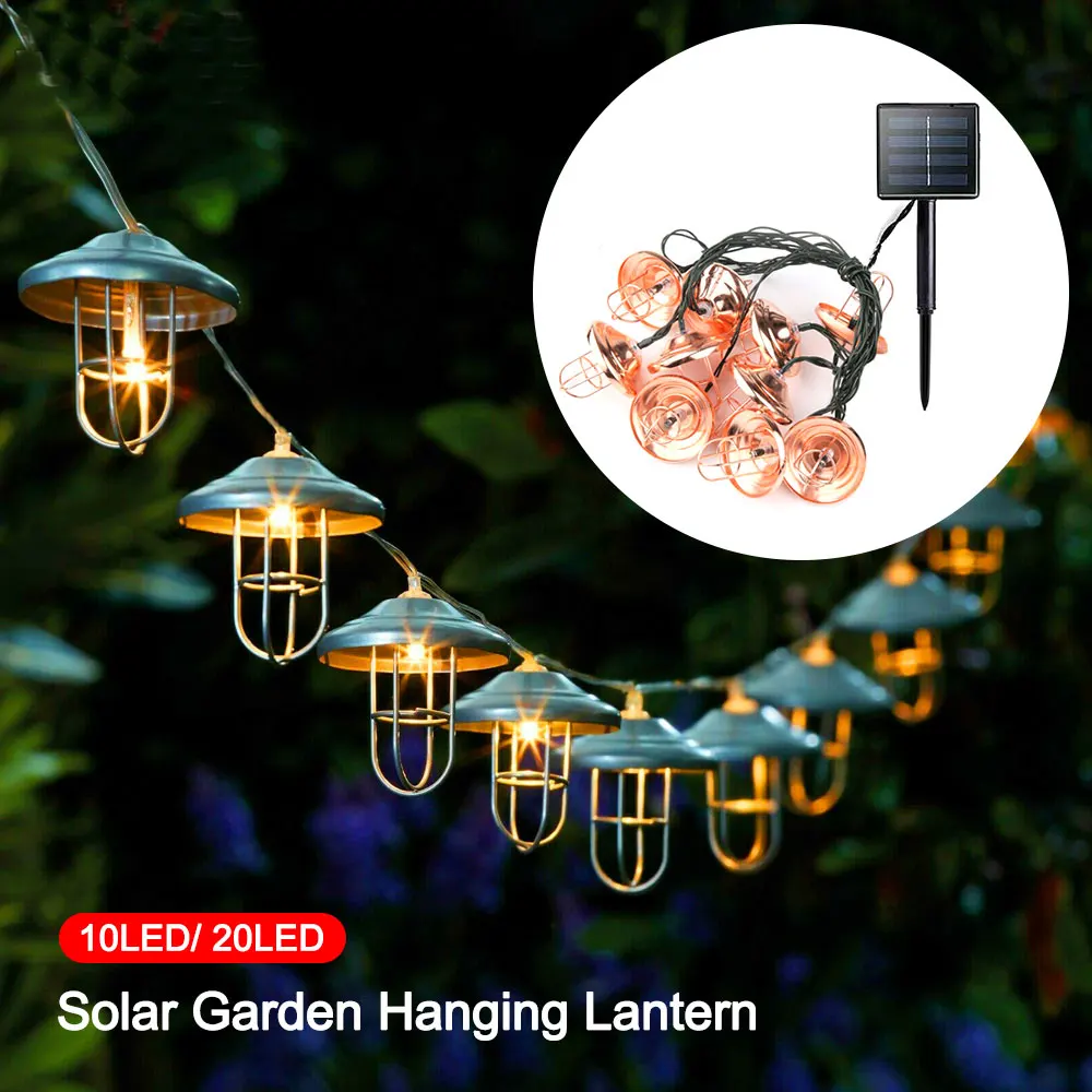 

20LED Solar String Lights Moroccan Wrought Iron Style Patio Fairy Light Outdoor Waterproof Street Garden Hanging Holiday Decor