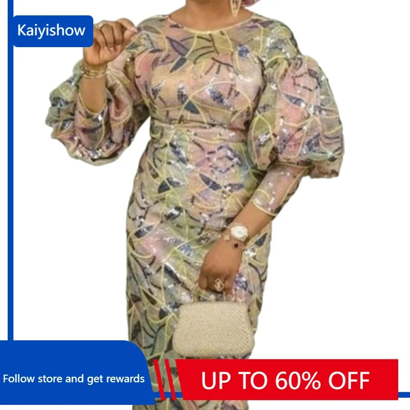 

Осенние элегантные Новые африканские платья для женщин, африканские женские Дашики, абайя, блестящее Макси-платье, африканская одежда, платья Анкары