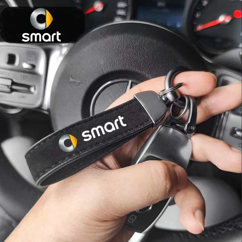 Модный автомобильный брелок кожаный замшевый меховой с подвеской для Smart fortwo forfour