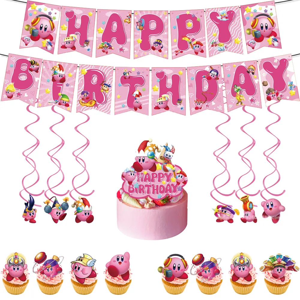 

Cute Brave Fighting StarKirby Video Game Animation Birthday Celebration Party Supplies Cake Decorating Balloons Baby Shower Gift