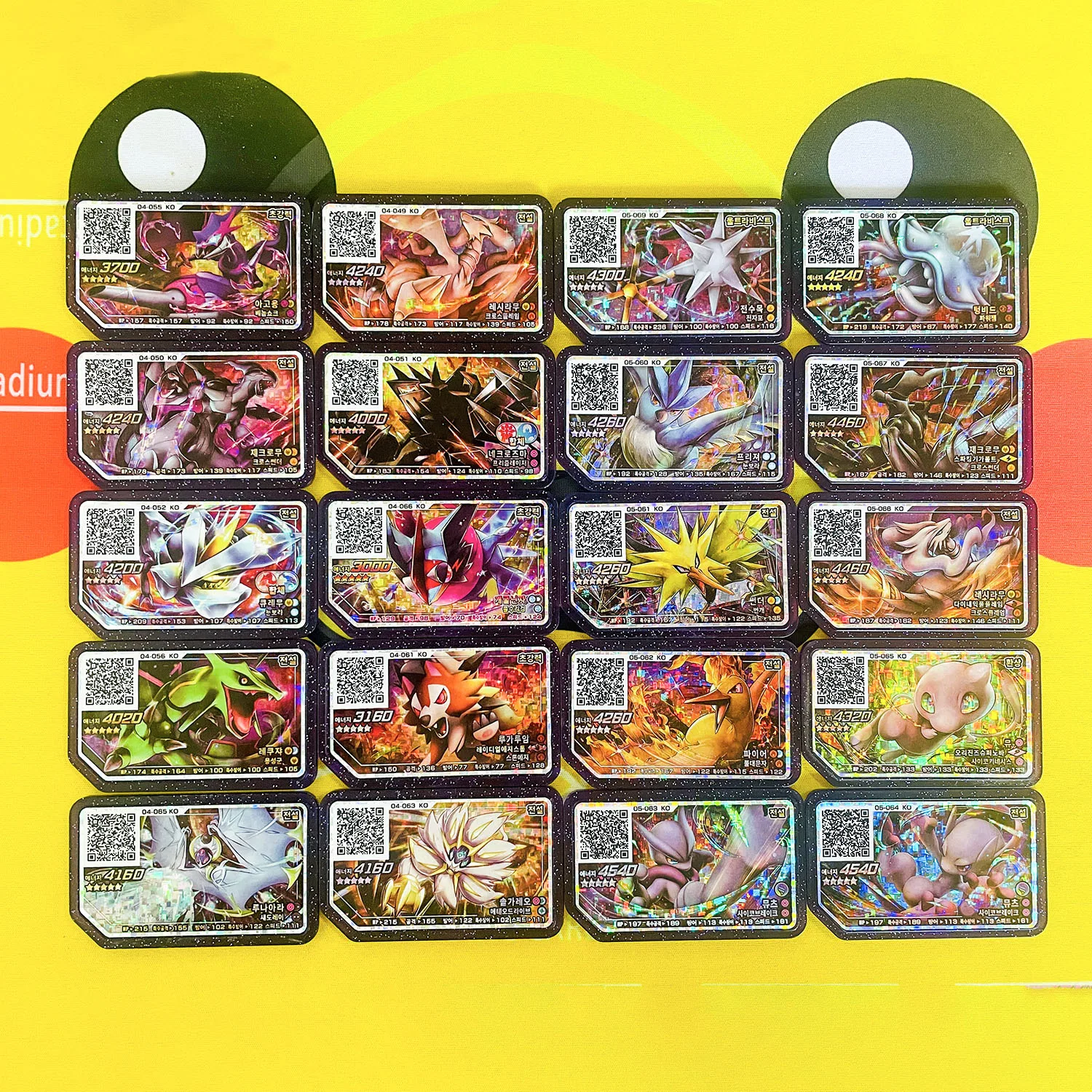 

Korea 5-Star Pokemon Ga ole Disks Arcade Game QR P Flash Card Campaign Legend Special Rayquaza Lunala Gaole Collection