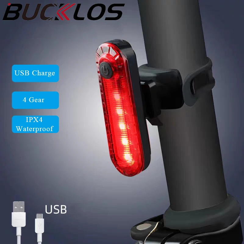 

Зарядка через USB, велосипедная лампа BUCKLOS, портативная мини-лампа для езды на велосипеде, задний фонарь для горного велосипеда, безопасные предупреждающие лампы для ночной езды