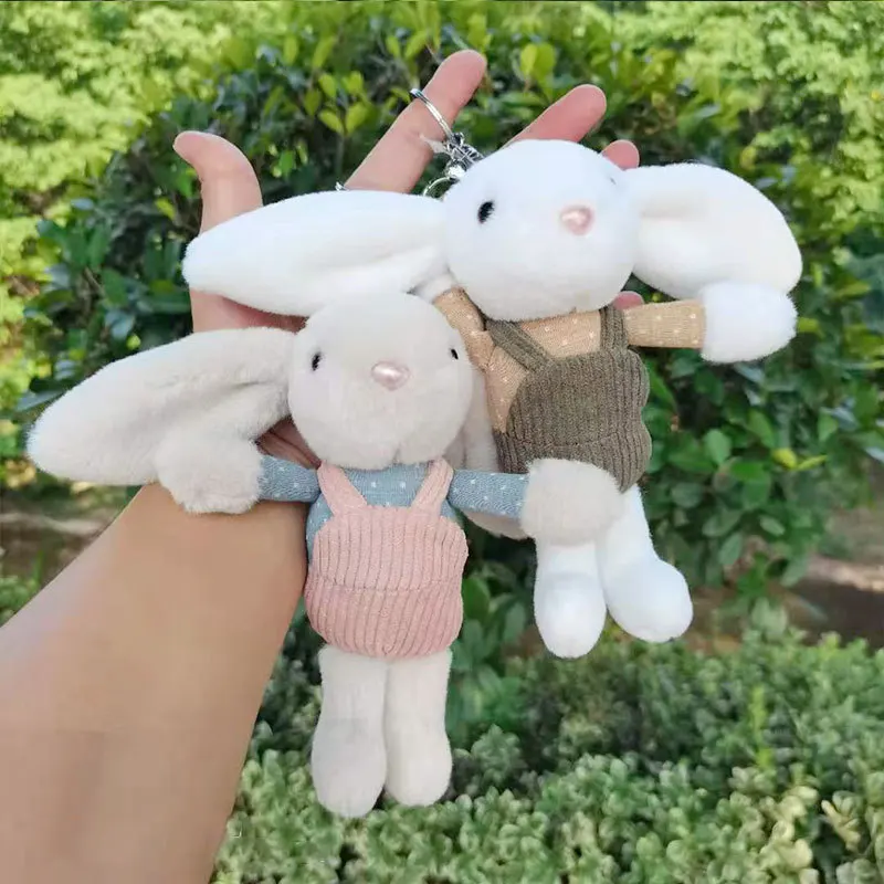 

PVUS New Plush Keychain 4" Rabbit Dolls Kawaii Bunny Backpack Stuffed Toys Kids Sleeping Doll Girls Boys Birthday Valentine Gift