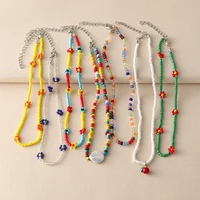bohemia seed beads strand choker necklace women string collar charm colorful flower beaded handmade collier femme jewelry gift