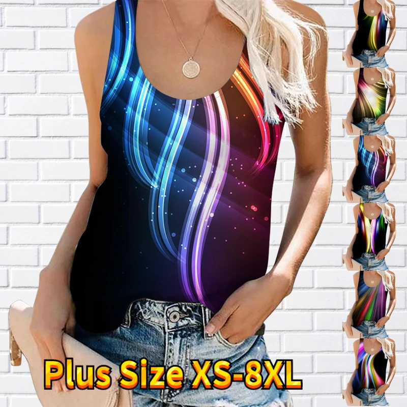 

Майка женская оверсайз без рукавов, модный жилет, Повседневная Уличная одежда для выходных, свободная рубашка с принтом, 2023