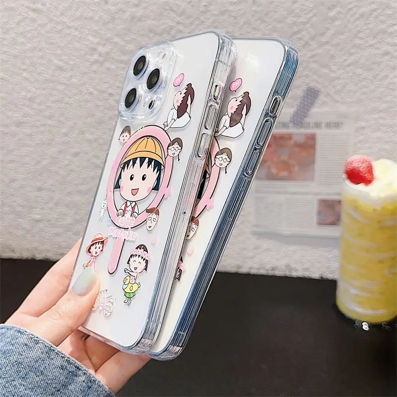 Милый чехол для телефона C-Chibis Maruko-chans Magsafe в стиле аниме iPhone 16 15 14 13 12 11 8 Plus Pro Max X XR