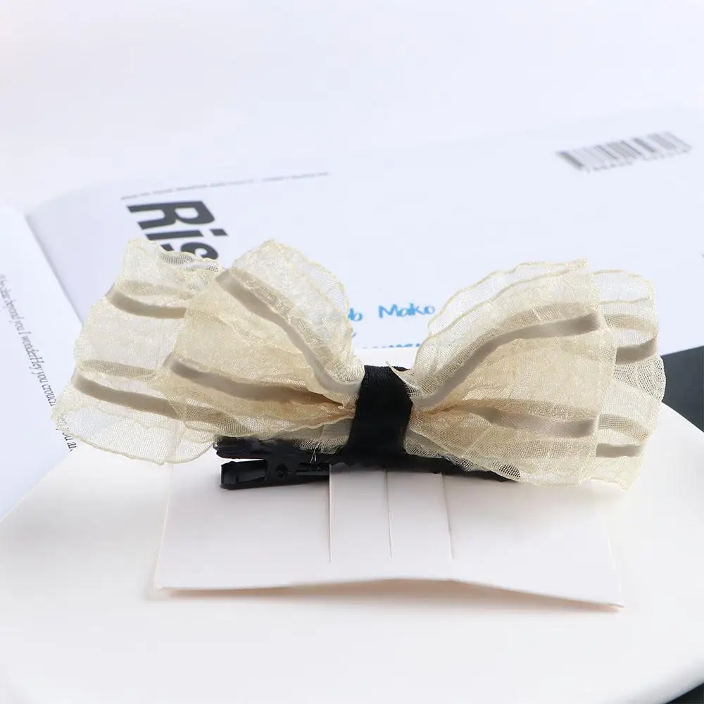 

Модная элегантная заколка для волос из ткани и сплава, Корейская Милая Кружевная заколка для волос, женский зажим для утконоса, ювелирные аксессуары, заколка для волос с бантом