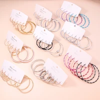 new oversize plain gold silver color metal hoop earrings fashion big circle statement pearl hoop earrings for women jewelry set