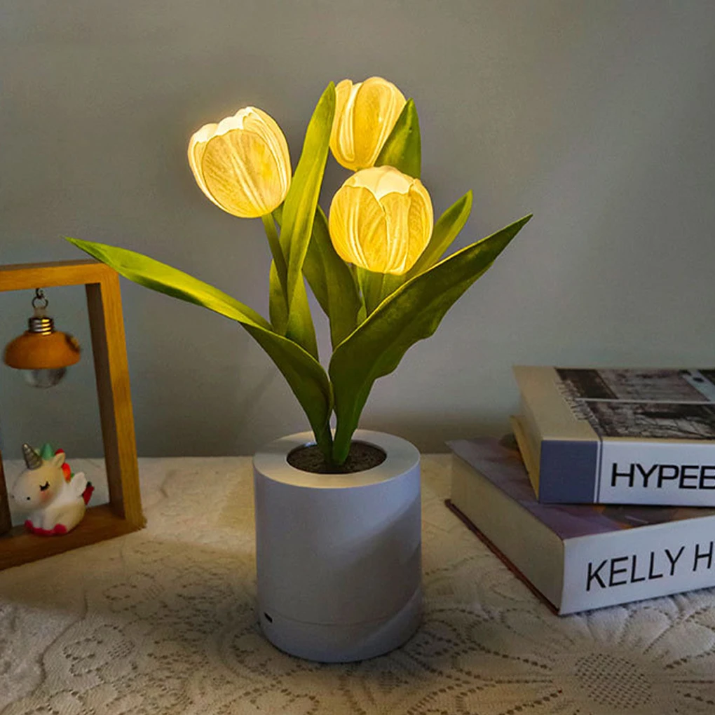 

Tulips Flower Lamp Artificial Flower Real Touch PU Tulip Fake Flower For Wedding Party Decor Home Ornament Gift