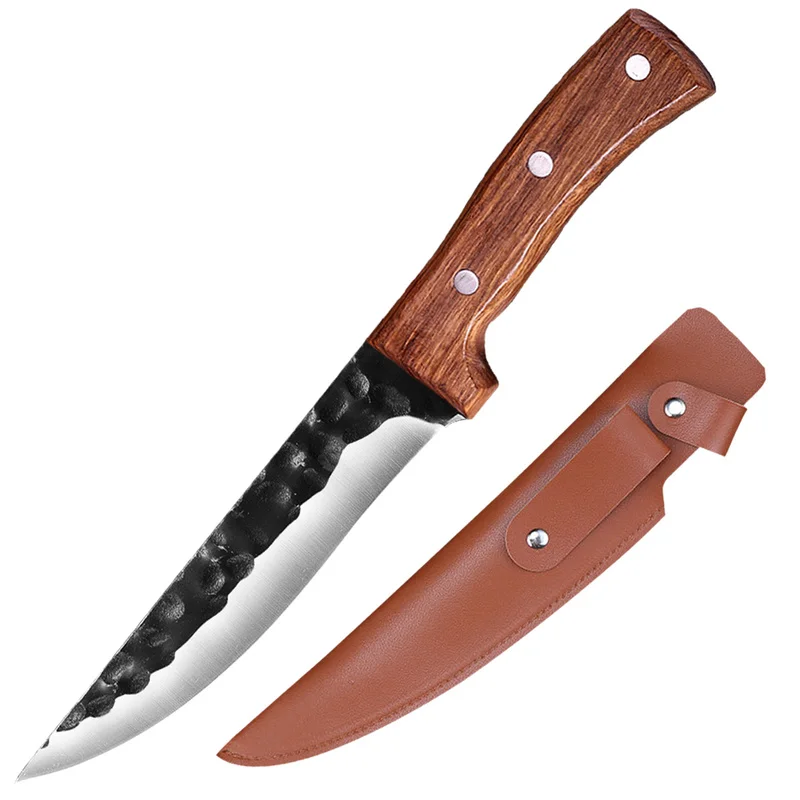 

Кованый кухонный шеф-нож 6,5 дюйма, охотничий нож из нержавеющей стали для кемпинга, мясника, рыбы, фруктов, овощей, нож для мяса с косточками