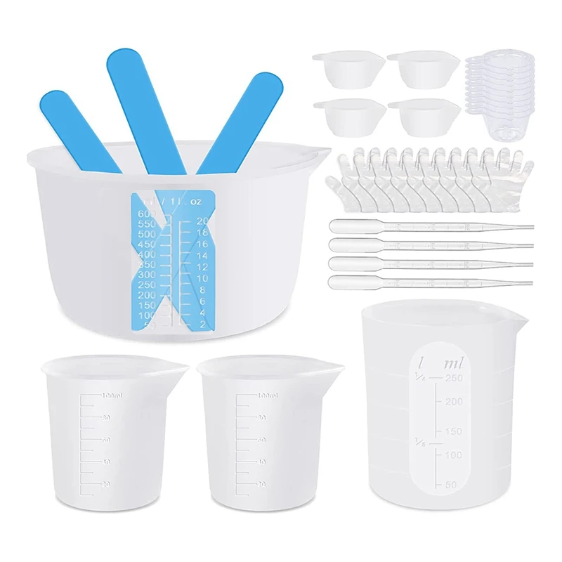 

1 Set Silicone Resin Measuring Cups Kit Dropper Mixing Cups Resin Silicone Stir Sticks