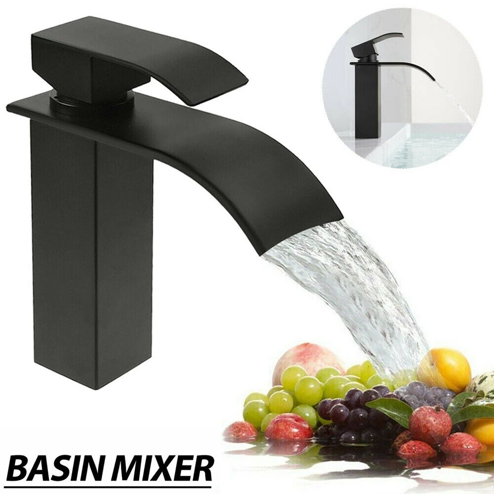 

1pc Matte Bathroom Basin Single Handle Faucet Waterfall Deck Mounted Cold And Hot Water Mixer Tap Replacement Accessories