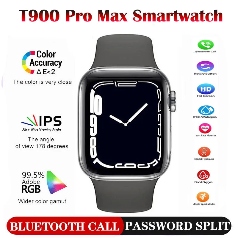 

New Smart Watch Woman T900 Pro Max Bluetooth Call DIY Watch Face Heart Rate Blood Oxygen Monitor Watchface Sports Smartwatch Man