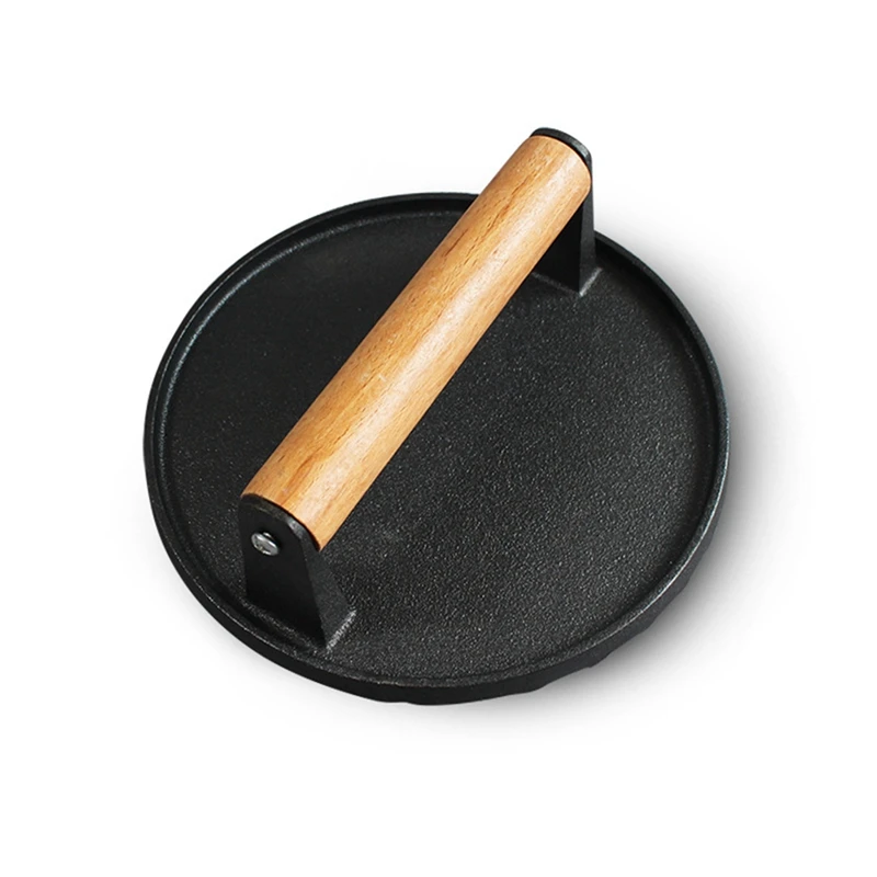 

Smash Burger Press - Heavy Duty Hamburger Press W/Heat Resistant Handle - Cast Iron Grill Press, Bacon Press
