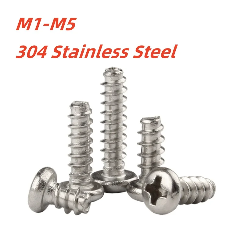 

M1 M1.2 M1.7 M2 M2.6 M3 M4 M5 Саморезы из нержавеющей стали с крестообразной головкой и круглым режущим хвостом