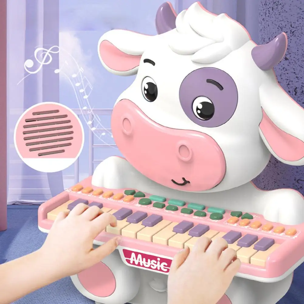 

Children Musical Toys Cute Cartoon Cow Electronic Organ Keyboard Piano Musical Instrument Toy For Boys Girls Piano For Kids Gift