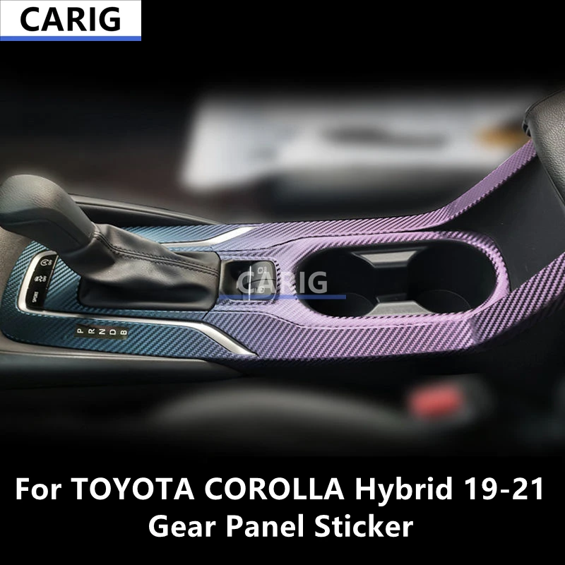 

Наклейка на панель передач для TOYOTA COROLLA Hybrid 19-21, Модифицированная защитная пленка из углеродного волокна для интерьера автомобиля, модификация аксессуаров
