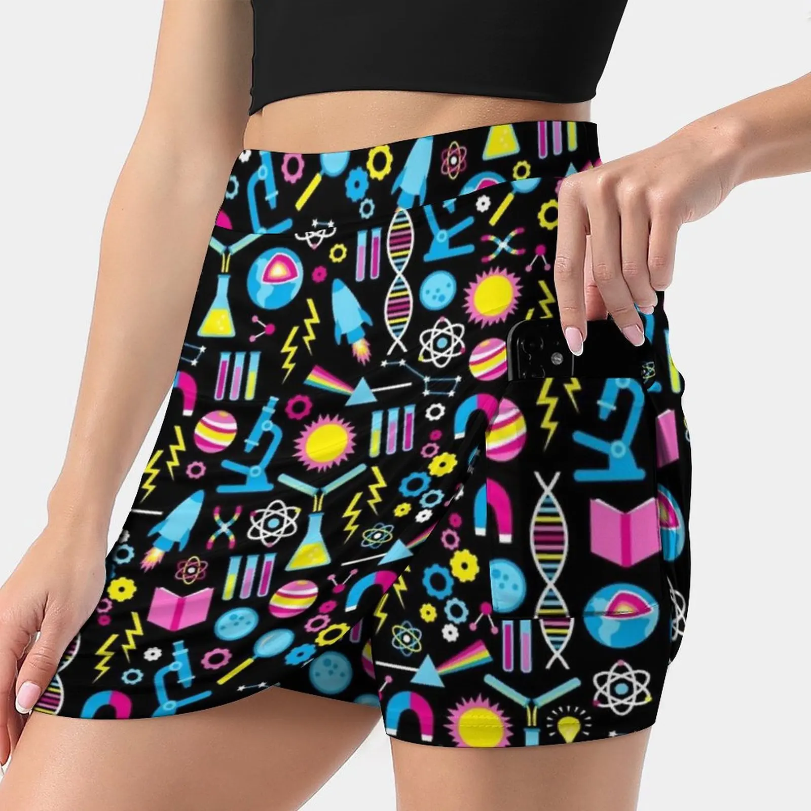 

Science Studies Women's skirt Mini Skirts A Line Skirt With Hide Pocket Science Nerd Geek Lab Geeky Nerdy Beaker Test Tube Stem