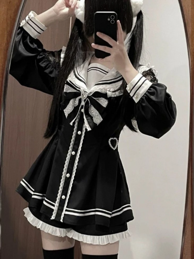 Японский кавайный комплект из 2 предметов женские наряды шорты платье костюм