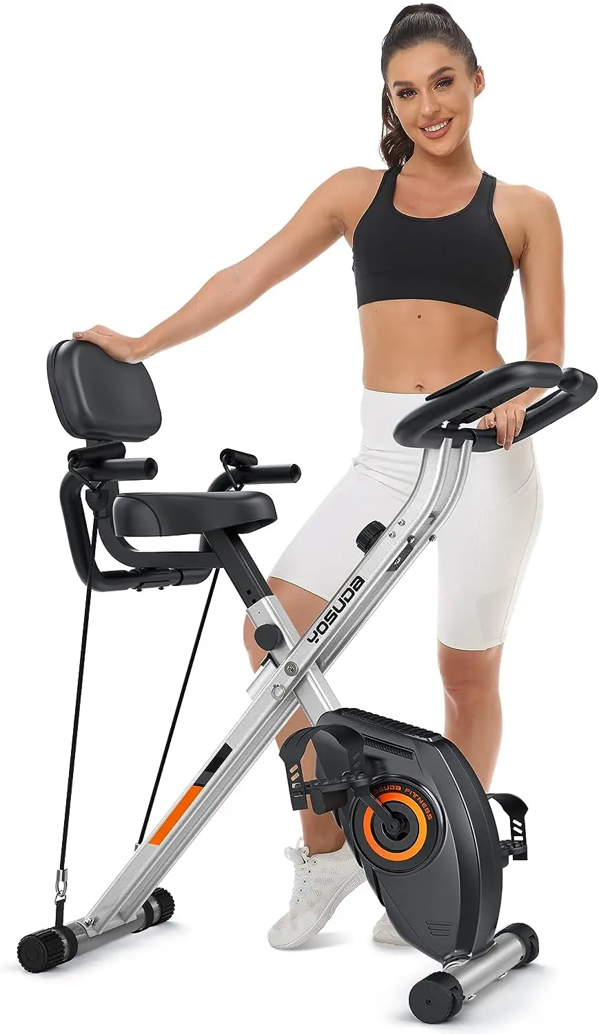

Exercise Bike - 3 in 1 Upright Indoor Cycling Bike and Recumbent Exercise Bike, Foldable Stationary Bike with Large Comfortable