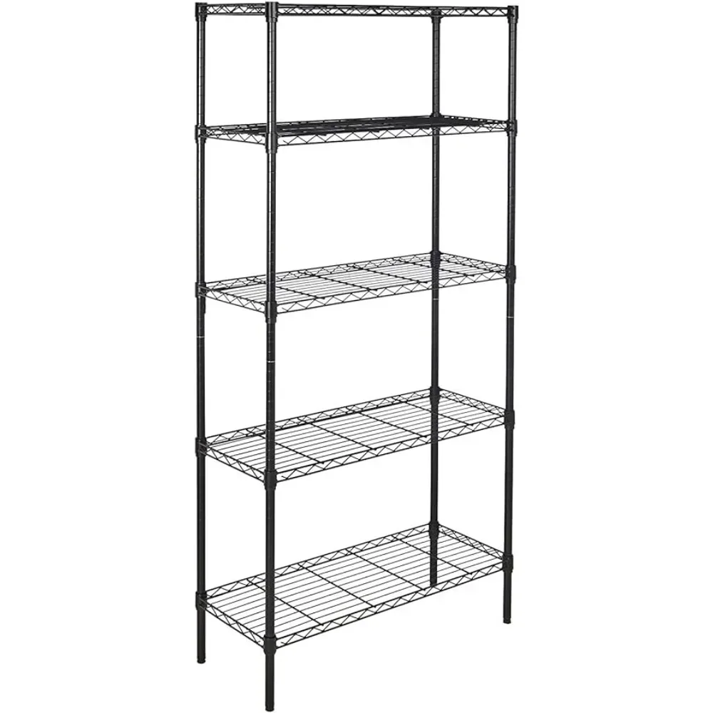 

Basics 5-Shelf Adjustable, Heavy Duty Storage Shelving Unit , Steel Organizer Wire Rack No Wheels 5-Shelf