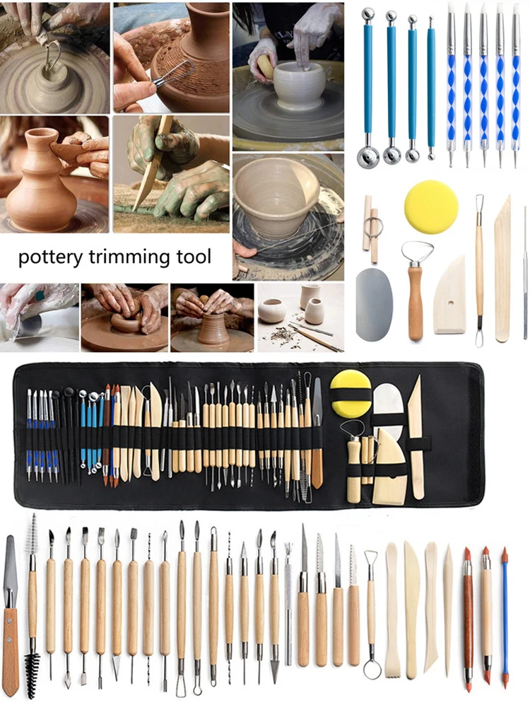 

Pottery 52pcs/set Polymer Clay Sculpting Tools Carving Tool Kit With Carrying Case Bag For Beginners Professionals Modeling DIY