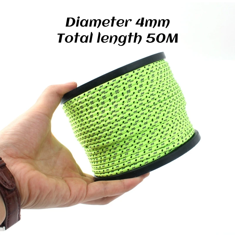 

Outdoor Reflective Rope Roll Wind Rope Cord, 50m 164ft Umbrella Rope Tent Fixed Rope Tent Rope Night Light Rope Camping