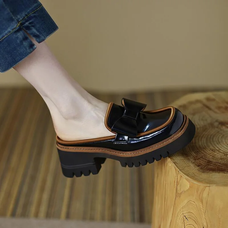 

Туфли женские на платформе, роскошные лоферы, закрытый носок, сланцы, мюли