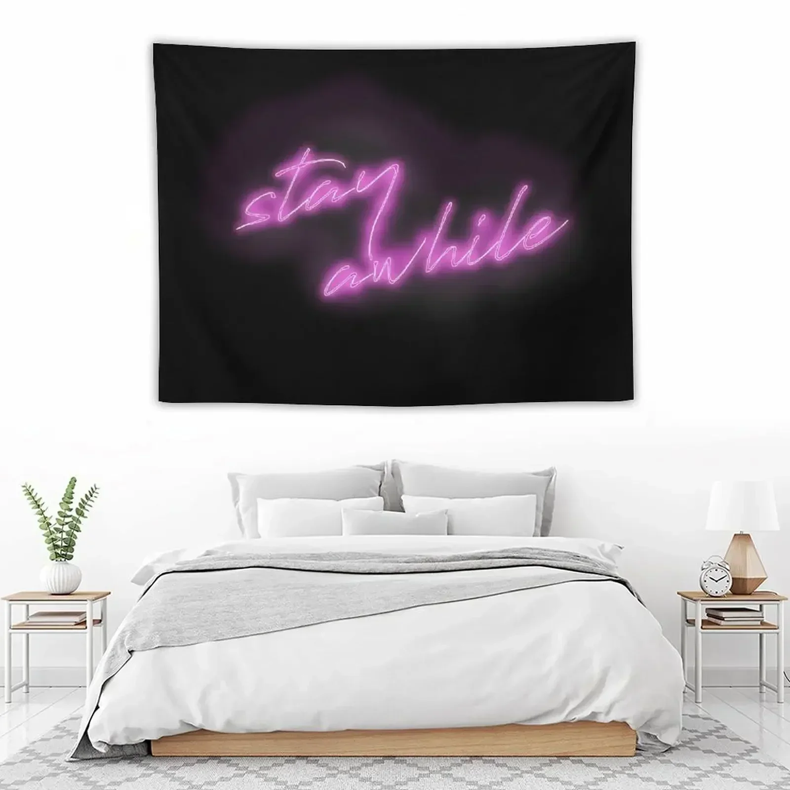 Stay Awhile неоновая вывеска гобелен обои Настенный декор подвесной для ванной