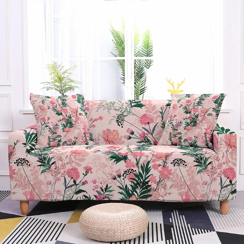 

French Pastoral Flower Printed Sofa Cover Elastic Dustproof and Wrinkle Resistant Universal Decoration for Multi-person Sofa
